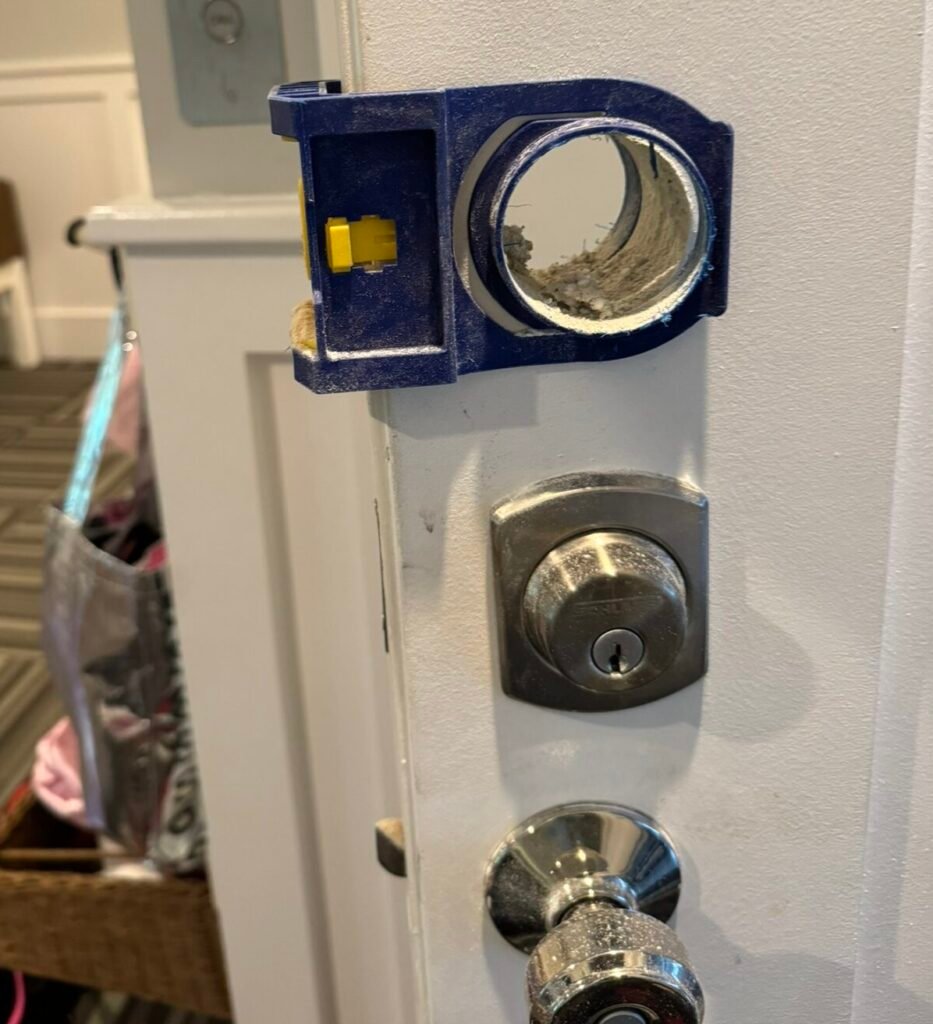 boring new lock hole foe extra security